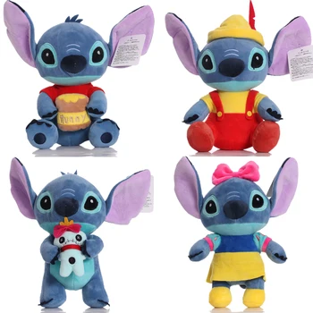 Новая плюшевая игрушка Disney Stitch Кукла Аниме Лило и Стич Сидящий Стич Мультяшная мягкая кукла Детская утешительная подушка Подарок для детей